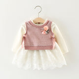 Melario Flower Baby Girls Dresses Autumn Baby Girls Clothes Casual Cartoon knit Kids Princess Dress Cotton Newborn Kids Clothing