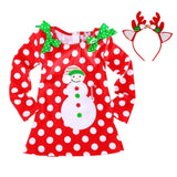 24M Christmas Gift Girls Dress Santa Claus Reindeer Party Costume Baby Girl Winter Snowman Red New Year Girl Children Clothing