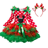 24M Christmas Gift Girls Dress Santa Claus Reindeer Party Costume Baby Girl Winter Snowman Red New Year Girl Children Clothing