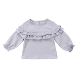 Newborn Baby Girl Kids Ruffles Autumn Tshirt Soild Long Sleeve Tee Summer Casual T-shirt Blouse Clothes Shirt Tops
