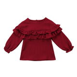 Newborn Baby Girl Kids Ruffles Autumn Tshirt Soild Long Sleeve Tee Summer Casual T-shirt Blouse Clothes Shirt Tops