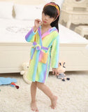 Cute Baby Bathrobes for Girls Pajamas Kids Rainbow Unicorn Pattern Hooded Beach Towel Boys Bath Robe Sleepwear Children Clothing