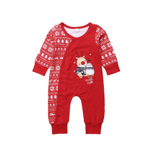 Baby One-piece Xmas Romper Newborn  Baby Boy Christmas Hooded One Piece Outfit Jumpsuit Rompers Clothes set 0-24M