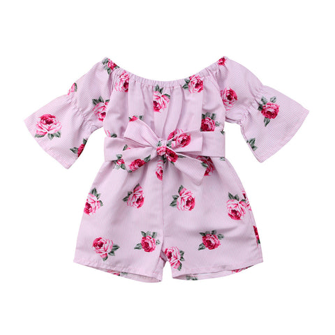 0-5T  Princess Baby Girl Floral Print Romper Long Sleeve Jumper Sunsuit Set Holiday Children Clothes