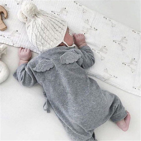 Pudcoco Infant One Piece Clothing Newborn Kids Baby Boys Girls Infant 3D Wing Long Sleeve V neck Romper Jumpsuit Clothes Outfits