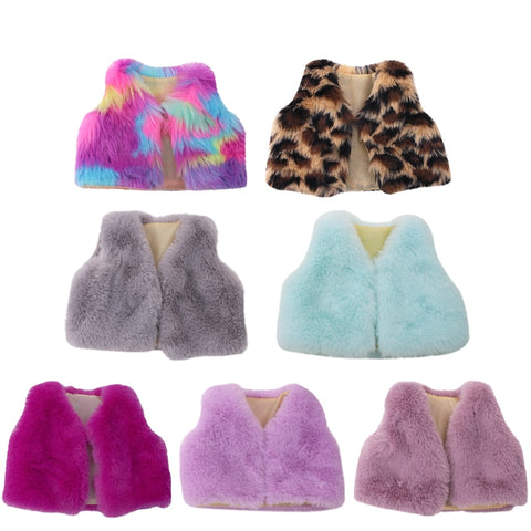18 inch Girls doll dress fur vest coat American newborn clothes accessories Baby toys fit 43 cm baby dolls c702