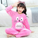 Kids Flannel Pajamas winter christmas pyjamas for children thick warm Long Sleeve Cute Sleepwear Set Girls Boys Casual home suit