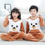 Kids Flannel Pajamas winter christmas pyjamas for children thick warm Long Sleeve Cute Sleepwear Set Girls Boys Casual home suit