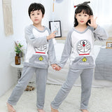 Kids Flannel Pajamas winter christmas pyjamas for children thick warm Long Sleeve Cute Sleepwear Set Girls Boys Casual home suit