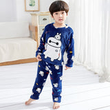 Kids Flannel Pajamas winter christmas pyjamas for children thick warm Long Sleeve Cute Sleepwear Set Girls Boys Casual home suit
