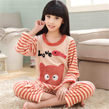 Kids Flannel Pajamas winter christmas pyjamas for children thick warm Long Sleeve Cute Sleepwear Set Girls Boys Casual home suit