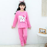 Kids Flannel Pajamas winter christmas pyjamas for children thick warm Long Sleeve Cute Sleepwear Set Girls Boys Casual home suit