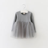 Baby girl clothes baby girl long sleeve stitching mesh tutu princess dress baby girl sweet cute baby girl dress