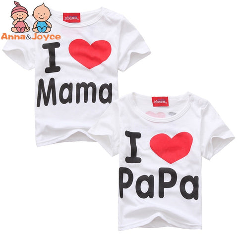 T Shirt I Love Papa Mama Children's Clothing T-shirt Children T-shirts for Girls Boys Tops Kids Boy