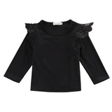 Lace Flying Sleeves Newborn Kids Girls Cotton Long Sleeves T-Shirts Blouse Infant Toddler Baby Clothes Tops