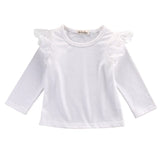 Lace Flying Sleeves Newborn Kids Girls Cotton Long Sleeves T-Shirts Blouse Infant Toddler Baby Clothes Tops