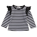 Lace Flying Sleeves Newborn Kids Girls Cotton Long Sleeves T-Shirts Blouse Infant Toddler Baby Clothes Tops