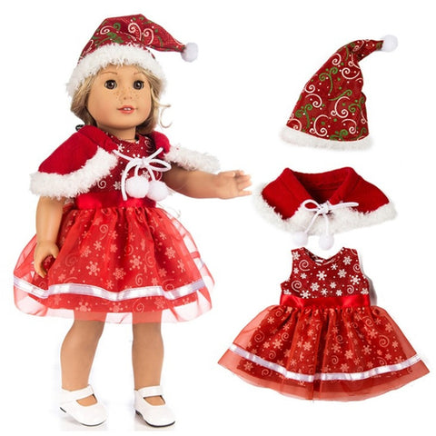 Doll Clothes For Born Baby Doll Christmas Santa Claus Dress 18 inch Girl Doll Christmas Dress Kids Girl gifts