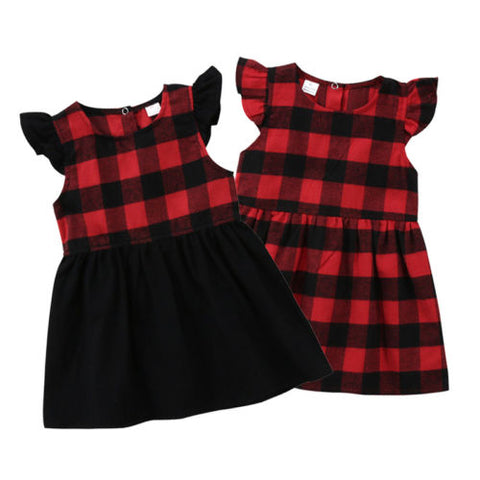 Princess Baby Girls Newborn Toddler Cotton Plaid Sleeveless Mini Dress Kids Summer Party Wedding Xmas Dresses Sundress Dresses