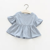 Lotus Leaf Sleeve Baby T T-shirt Autumn Girl Clothes Sleeve Pink Colors White Baby Dots Tops Shirts Cotton Long Yellow