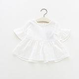 Lotus Leaf Sleeve Baby T T-shirt Autumn Girl Clothes Sleeve Pink Colors White Baby Dots Tops Shirts Cotton Long Yellow