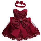 New Lace Girls Wedding Dress Baby Girls Christening Cotton Dresses for Party Baptism Kids 1 Year Baby Girl Birthday Dress