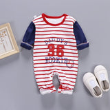 Newborn Baby Boys Girls Rompers Spring Summer Long Sleeve Cute Striped Cartoon Print Jumpsuit Toddler Playsuit Infant Clothing
