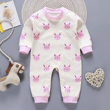 Newborn Baby Boys Girls Rompers Spring Summer Long Sleeve Cute Striped Cartoon Print Jumpsuit Toddler Playsuit Infant Clothing