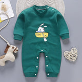 Newborn Baby Boys Girls Rompers Spring Summer Long Sleeve Cute Striped Cartoon Print Jumpsuit Toddler Playsuit Infant Clothing