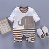 Newborn Baby Boys Girls Rompers Spring Summer Long Sleeve Cute Striped Cartoon Print Jumpsuit Toddler Playsuit Infant Clothing
