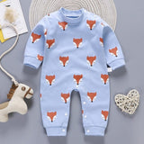 Newborn Baby Boys Girls Rompers Spring Summer Long Sleeve Cute Striped Cartoon Print Jumpsuit Toddler Playsuit Infant Clothing