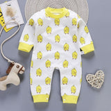 Newborn Baby Boys Girls Rompers Spring Summer Long Sleeve Cute Striped Cartoon Print Jumpsuit Toddler Playsuit Infant Clothing