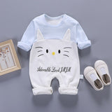 Newborn Baby Boys Girls Rompers Spring Summer Long Sleeve Cute Striped Cartoon Print Jumpsuit Toddler Playsuit Infant Clothing