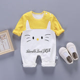 Newborn Baby Boys Girls Rompers Spring Summer Long Sleeve Cute Striped Cartoon Print Jumpsuit Toddler Playsuit Infant Clothing