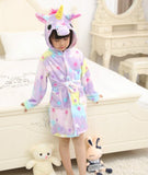 Children Towel Beach Baby Bath Robe Animal Rainbow Unicorn Hooded Bathrobes For Boys Girls Pyjamas Nightgown Kids Sleepwear Robe