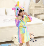 Children Towel Beach Baby Bath Robe Animal Rainbow Unicorn Hooded Bathrobes For Boys Girls Pyjamas Nightgown Kids Sleepwear Robe