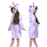Children Bathrobe for Girls Kigurumi Unicorn Pyjamas Kids Colar Fleece Boys Bathrobes Nightgown Baby Sleepwear Hoodie Bath Robe