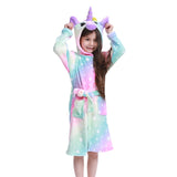 Children Bathrobe for Girls Kigurumi Unicorn Pyjamas Kids Colar Fleece Boys Bathrobes Nightgown Baby Sleepwear Hoodie Bath Robe