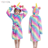 Children Bathrobe for Girls Kigurumi Unicorn Pyjamas Kids Colar Fleece Boys Bathrobes Nightgown Baby Sleepwear Hoodie Bath Robe