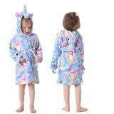 Children Bathrobe for Girls Kigurumi Unicorn Pyjamas Kids Colar Fleece Boys Bathrobes Nightgown Baby Sleepwear Hoodie Bath Robe