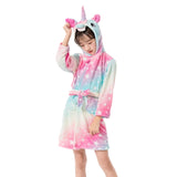 Children Bathrobe for Girls Kigurumi Unicorn Pyjamas Kids Colar Fleece Boys Bathrobes Nightgown Baby Sleepwear Hoodie Bath Robe