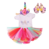 18 inch Girls doll dress Unicorn suit lace skirt with shoes American new born clothes Baby toys fit 43 cm baby dolls c179