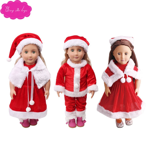 Doll clothes Christmas dress suit Discount sale fit 18 inch Girl dolls and 43 cm baby dolls c43-c647