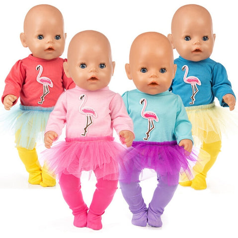 Colorful Bird Dress+leggings Clothes Wear fit for 43cm Baby  Doll Clothes