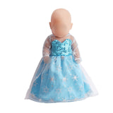 43 cm baby dolls clothes newborn Blue princess elsa gauze dress Baby toys skirt fit American 18 inch Girls doll f80