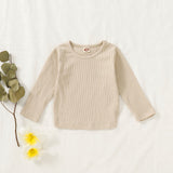 Fashion Baby Boy Girl T-Shirts Simple Knitted Clothes Long Sleeve Tops T-Shirt Blouse Newborn Infant Baby Clothing Shirt