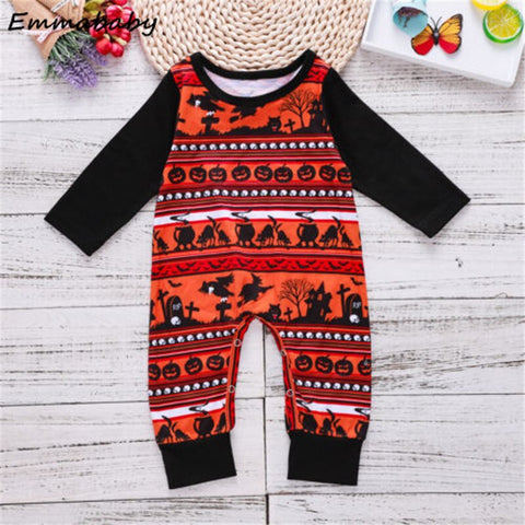 Emmababy New Born Baby Boy Girl Long Sleeve Pullover Printed Rompers Jumpsuit Playsuit 2018 New Halloween Baby Clothing