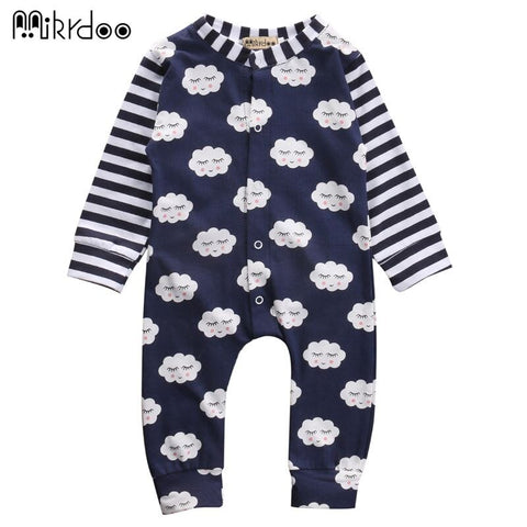 Newborn Baby Ropmer Cartoon cloud stripes Long Sleeve Baby Boy Girl Clothes 100% Cotton Sleepwear Baby Rompers