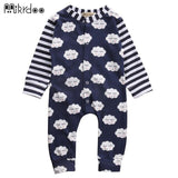 Newborn Baby Ropmer Cartoon cloud stripes Long Sleeve Baby Boy Girl Clothes 100% Cotton Sleepwear Baby Rompers