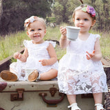 LYONAVA 2018 new summer children's girls lace embroidered princess flying sleeves Inside were tricorn ropmers comfortable dress